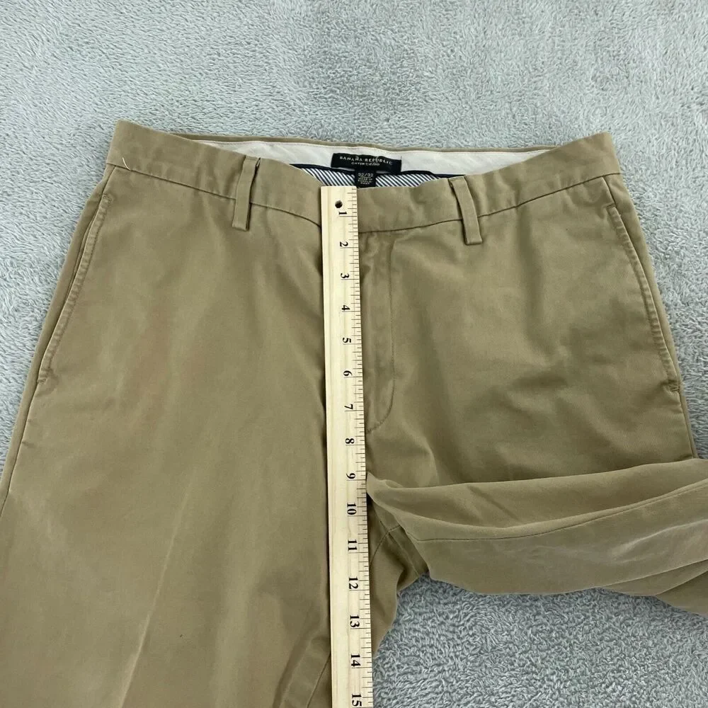 Banana Republic Gavin Chino Pants 33/32 Mens 100% Cotton Khaki 4532
